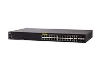 Cisco SF350-24P Managed Switch met 24 10/100 PoE-poorten plus 185 W, 4 Gigabit Ethernet Combo SFP (GbE), beperkte levenslange bescherming (SF350-24-EU), zwart