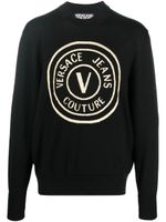 Versace Jeans Couture pull en laine à logo imprimé - Noir - thumbnail