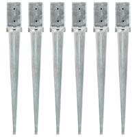 vidaXL Grondpinnen 6 st 8x8x76 cm gegalvaniseerd staal zilverkleurig