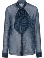 Versace chemise Barocco à détail d'écharpe nouée - Bleu