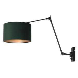 Steinhauer Wand Leeslamp Prestige Chic zwart met 30cm groen velourse kap 8121ZW