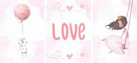 Affiches - Roze / Love / Set van 3 - thumbnail