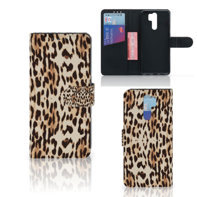 Xiaomi Redmi 9 Telefoonhoesje met Pasjes Leopard Xiaomi Redmi 9 Telefoonhoesje met Pasjes Leopard