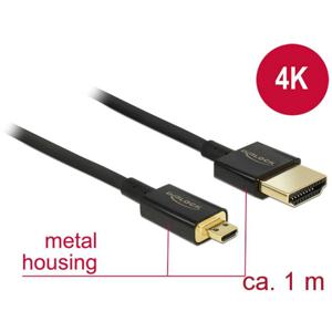 Delock 84781 HDMI-kabel HDMI Aansluitkabel HDMI-A-stekker, HDMI-micro-D-stekker 1.00 m Zwart 4K UHD, Vergulde steekcontacten