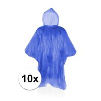 10x Wegwerp regenponcho blauw