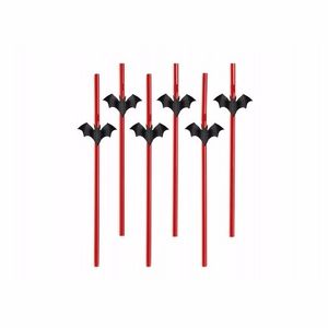 Vleermuizen rietjes Halloween 6 stuks   -