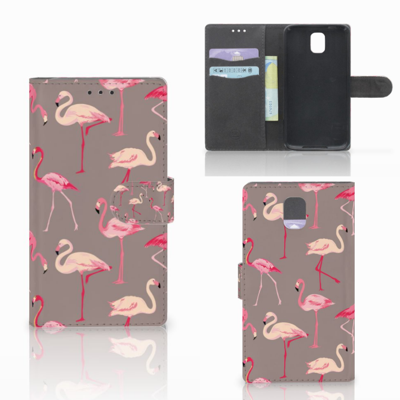 Samsung Galaxy Note 3 Telefoonhoesje met Pasjes Flamingo