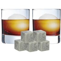 Luxe whiskyglazen set 6x stuks 310 ml met 9x whisky ijsblokstenen