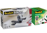 Plakbandhouder Scotch Clip C19 donkergrijs + 4rol magic tape 19mmx33m