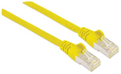 Intellinet 350488 RJ45 Netwerkkabel, patchkabel CAT 6A S/FTP 1.50 m Geel Folie afscherming, Afscherming gevlochten, Halogeenvrij 1 stuk(s)