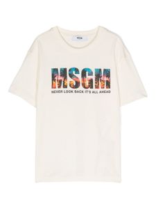 MSGM Kids t-shirt en coton à logo imprimé - Tons neutres