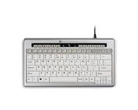 BakkerElkhuizen S-board 840 No Hub, QWERTY US-layout, Ergonomisch bedraad compact minitoetsenbord, Schaarmechanisme, Zilver/wit, BNES840DNHUS