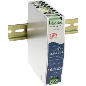 Mean Well SDR-75-12 DIN-rail netvoeding 12 V/DC 6.3 A 75 W Aantal uitgangen: 1 x Inhoud: 1 stuk(s)