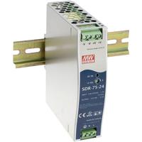 Mean Well SDR-75-12 DIN-rail netvoeding 12 V/DC 6.3 A 75 W Aantal uitgangen: 1 x Inhoud: 1 stuk(s) - thumbnail