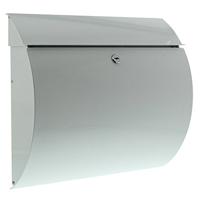 Burg Wächter Stalen brievenbus met openingsstop, A4 inworpformaat, EU-norm EN 13724, Toscana 856 W, wit, 38650