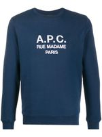 A.P.C. sweat à logo brodé - Bleu