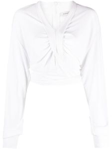 Christopher Esber Carved crossover-detailing cropped blouse - Blanc