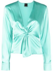 PINKO blouse en soie à encolure torsadée - Vert