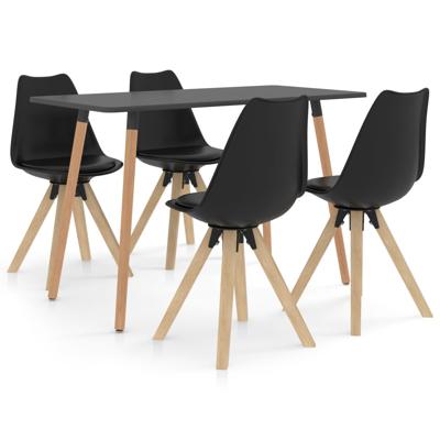 vidaXL 5-delige Eethoek zwart