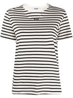 MSGM t-shirt rayé à logo brodé - Noir