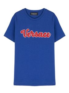 Versace Kids t-shirt en coton à logo floqué - Bleu