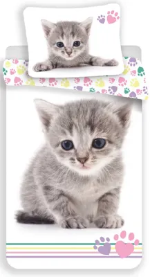 Animal Pictures Dekbedovertrek kitten 140 x 200 cm 70 x 90 cm - Katoen Animal Pictures Dekbedovertrek kitten 140 x 200 cm 70 x 90 cm - Katoen