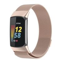 By Qubix - Milanese bandje - Vintage goud - Compatible met Compatible met Fitbit Charge 5 - Compatible fitbit bandje