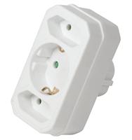 LogiLink LPS221 stroomdozenadapter met 2 x Euro bussen en 1 x Schuko bus wit