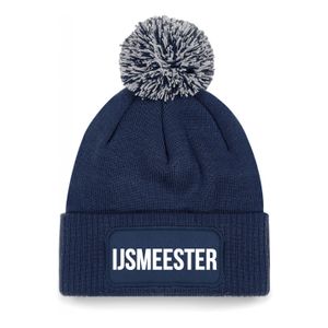 IJsmeester muts met pompon - unisex - one size - navy One size  -