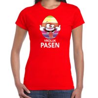 Pasen shirt rood met vrolijk paasei die tong uitsteekt voor dames 2XL  -