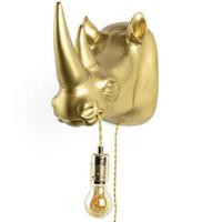 Bold Monkey Mind Your Own Rhino Wandlamp Goud - thumbnail