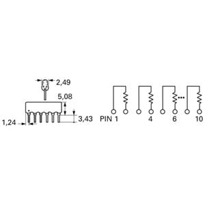 Bourns 4610X-102-472LF Weerstandsnetwerk 4.7 kΩ THT SIP-10 0.3 W 1 stuk(s)