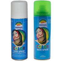 Set van 2x kleuren carnaval haarverf/haarspray van 111 ml - Wit en Groen