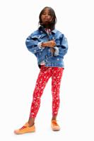 Lange legging met bloemen - RED - L - thumbnail