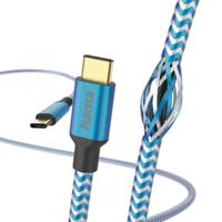 Hama USB-C naar USB-C Reflective kabel (USB-C aansluitkabel, PD USB type C oplaadkabel, 480 Mbit/s, 1,5 m, voor MacBook Pro, iPad, ChromeBook, Samsung Galaxy S21) blauw