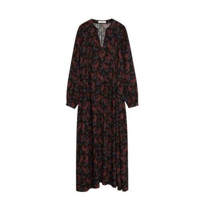 Mango maxi jurk met all over print zwart/multi