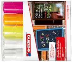 Edding 4090 Krijtmarker Wit, Wit, Neon-geel, Neon-oranje, Neon-pink 4 mm, 15 mm