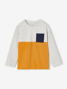 Colorblock jongensshirt okergeel