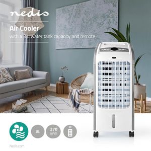 Nedis Mobiele Aircooler | 3 l | 3 Snelheden | 270 m³/h | Zwenkfunctie | 1 stuk - COOL115CWT COOL115CWT