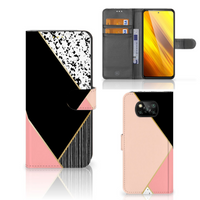 Xiaomi Poco X3 | Poco X3 Pro Book Case Zwart Roze Vormen - thumbnail