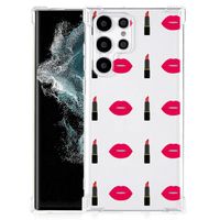 Samsung Galaxy S22 Ultra Doorzichtige Silicone Hoesje Lipstick Kiss