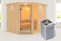 Karibu | Fiona 3 Sauna met Dakkraag | Kachel 9 kW Geïntegreerde Bediening