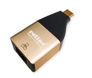 ROLINE 12.02.1111 tussenstuk voor kabels USB Type C RJ-45 Zwart, Goud