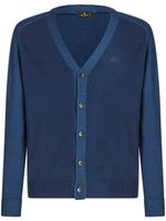 ETRO cardigan en laine vierge à logo brodé - Bleu