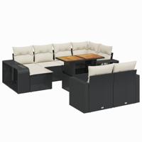 vidaXL 11-delige Loungeset met kussens poly rattan zwart, tuinset, tuinmeubel, terrasset, tuinbank, terrasmeubel, loungebank, loungeset tuin
