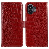 Nothing Phone (2) Crocodile Series Wallet Leren Hoesje met RFID - Rood