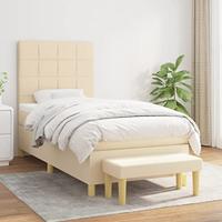 vidaXL Boxspring met matras stof crèmekleurig 90x190 cm