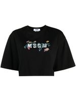 MSGM t-shirt crop à logo imprimé - Noir