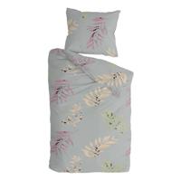 Byrklund Be Leaves dekbedovertrek - 1-persoons (140x200/220 cm + 1 sloop) - Katoen - Grijs