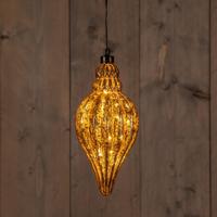 B.O.T. Glass Ornament Antique Gold 10,5X21,5 cm 15Led Classic - Anna's Collection